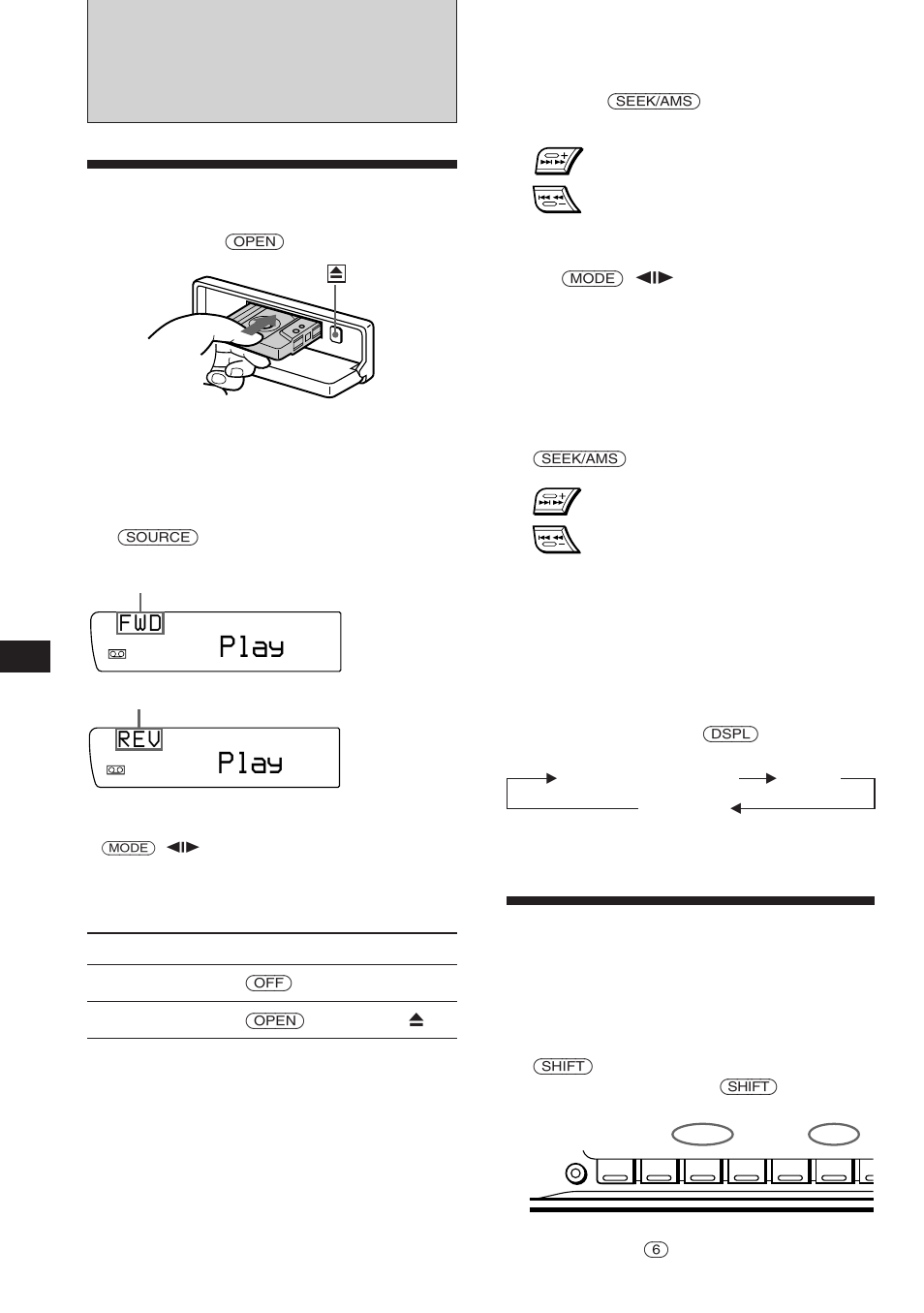 Leitor de cassetes, Ouvir uma cassete, Reprodução repetitiva das faixas | Play, F w d, R e v | Sony XR-C850RDS User Manual | Page 108 / 140