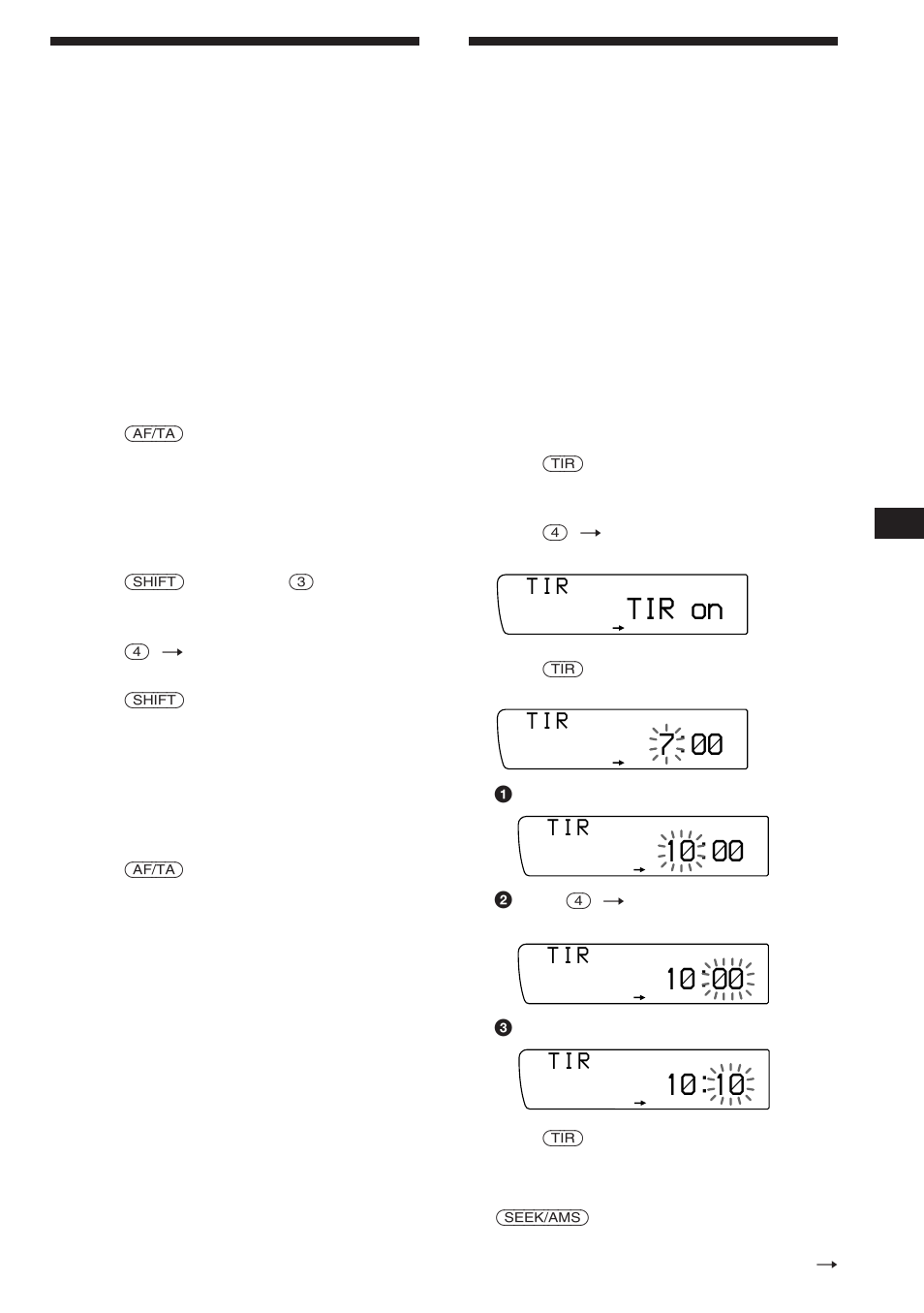 Recording the traffic announcements, Tir on | Sony XR-C850RDS User Manual | Page 11 / 140