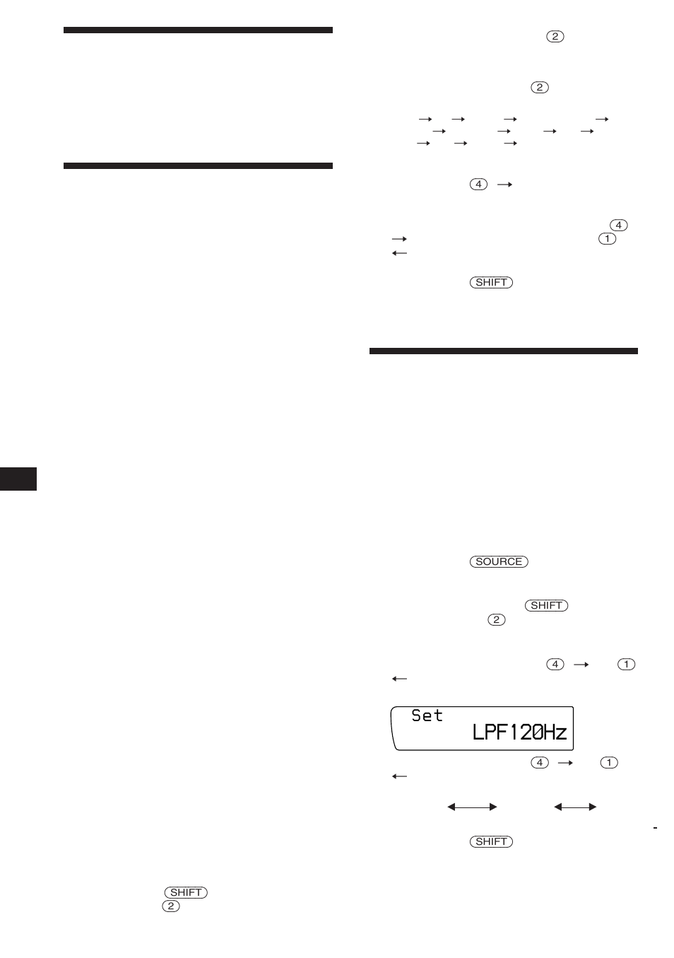 Redução do som ao mínimo, Alterar as programações de som e de visualização, Regular a frequência dos sub woofers | Lpf12‚hz | Sony XR-C850RDS User Manual | Page 118 / 140