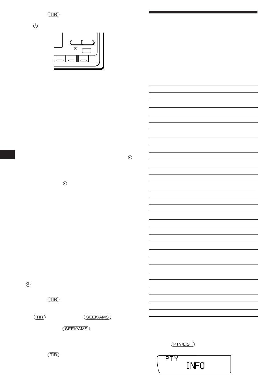 Locating a station by programme type, Info, P t y | Sony XR-C850RDS User Manual | Page 12 / 140