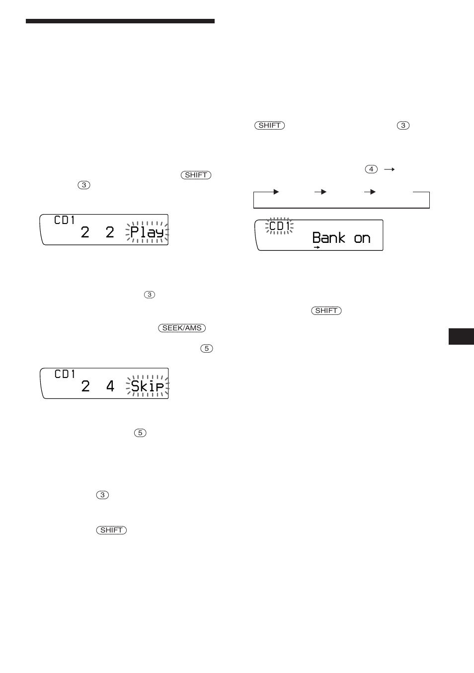 Selecção das faixas específicas para reprodução, 2 2 play, 2 4 skip | Bank on, C d 1 | Sony XR-C850RDS User Manual | Page 125 / 140