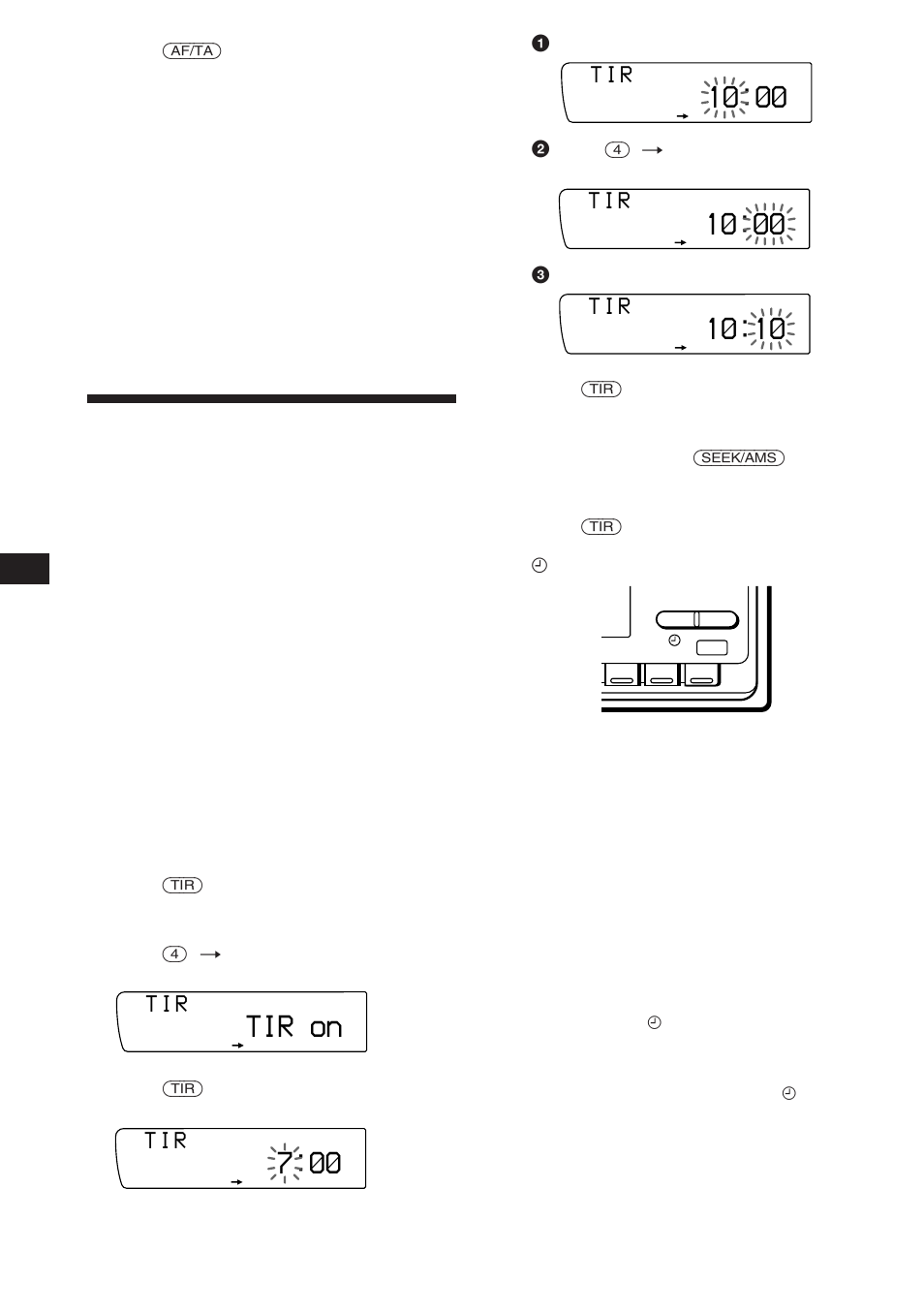 Grabación de anuncios de tráfico, Tir on, T i r | Sony XR-C850RDS User Manual | Page 44 / 140