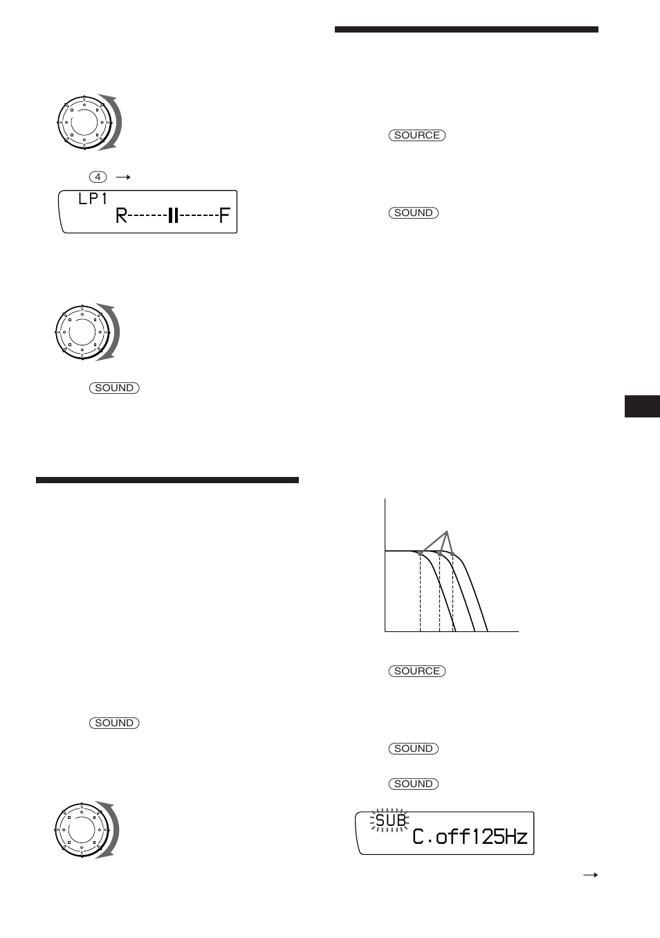 Ajuste del equilibrio entre los altavoces (fad), C.off125hz | Sony XR-C850RDS User Manual | Page 59 / 140