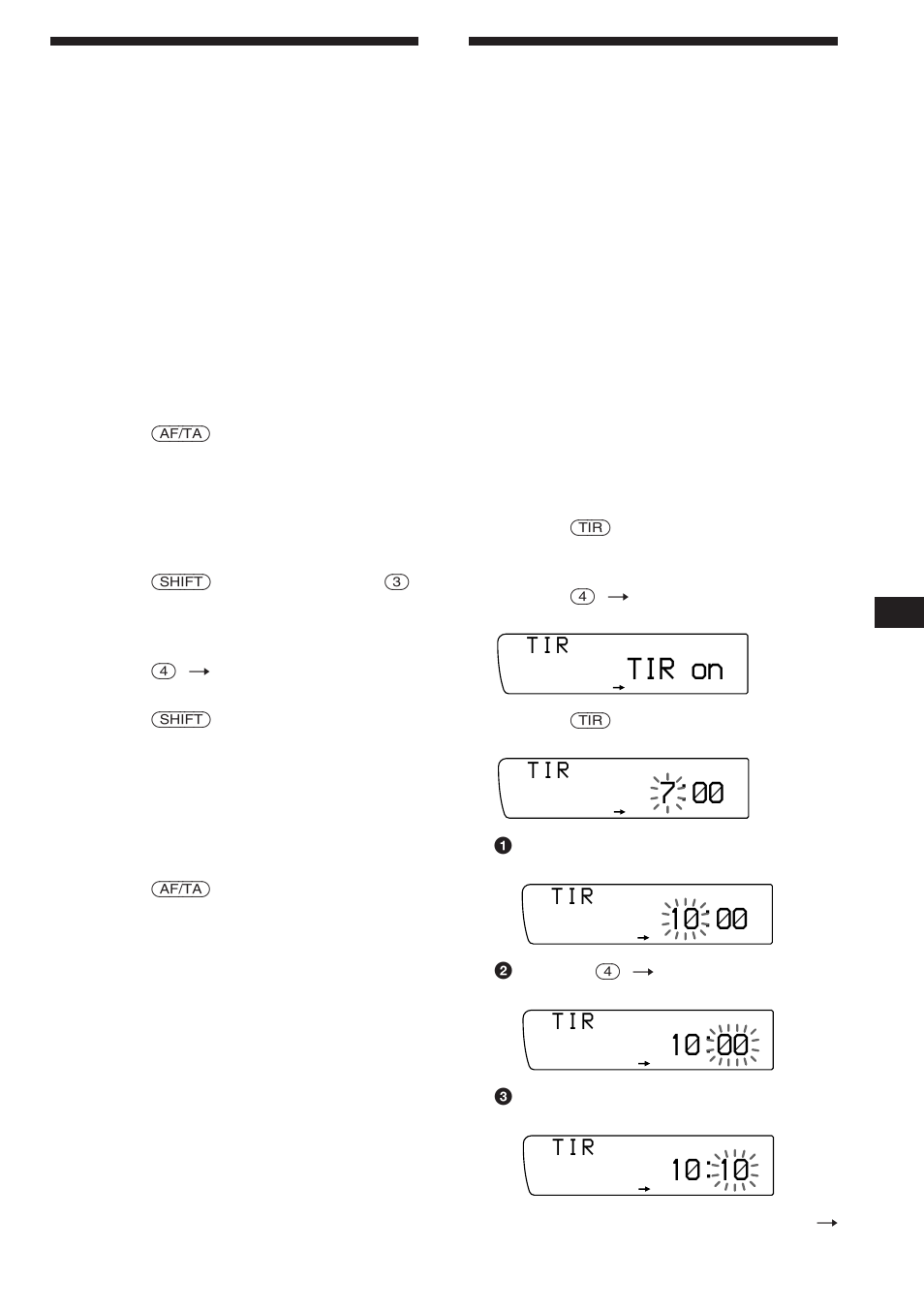 Förinställa rds-kanalerna med af- och ta-data, Spela in trafikmeddelanden, Tir on | Sony XR-C850RDS User Manual | Page 79 / 140