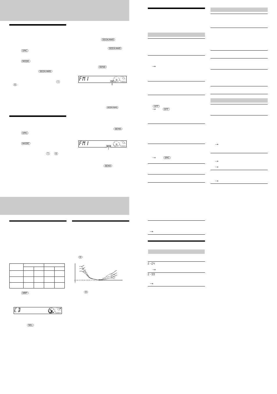 Storing only the desired stations, Receiving the stored stations, Boosting the bass sound | Selecting the sound position, Troubleshooting, Error displays | Sony CDX-L350 User Manual | Page 4 / 4