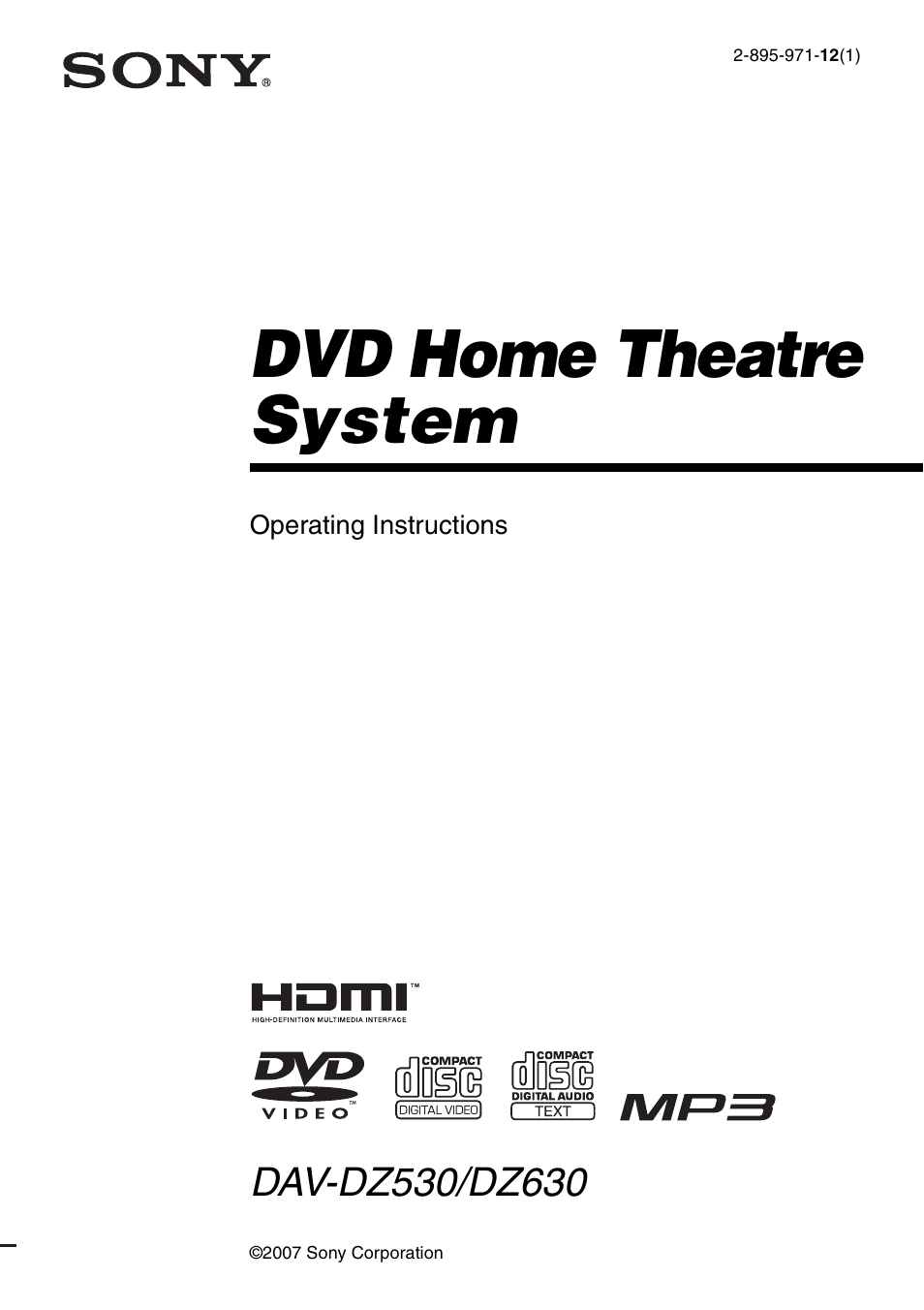 Sony DAV-DZ530 User Manual | 108 pages
