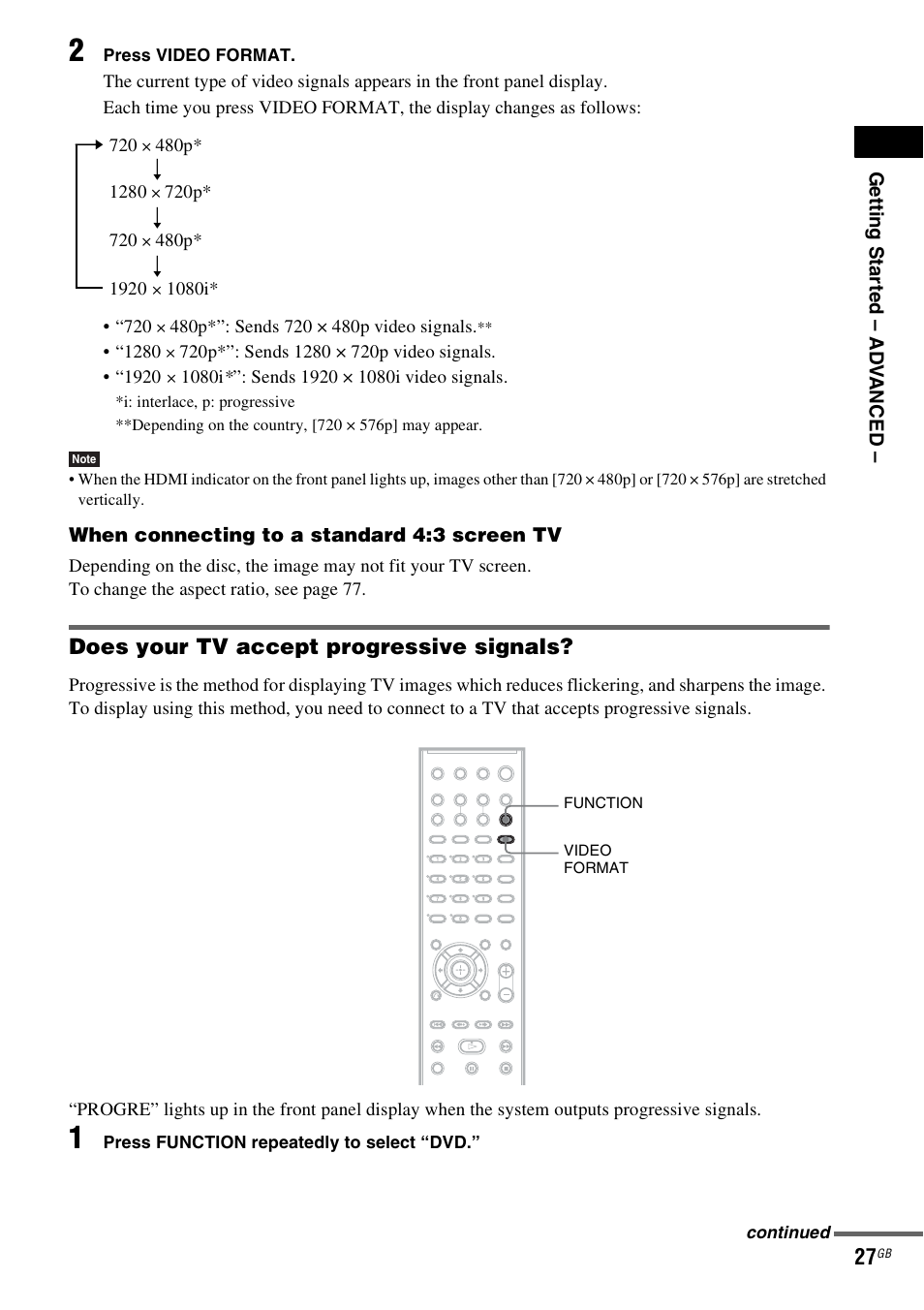 Does your tv accept progressive signals | Sony DAV-DZ530 User Manual | Page 27 / 108