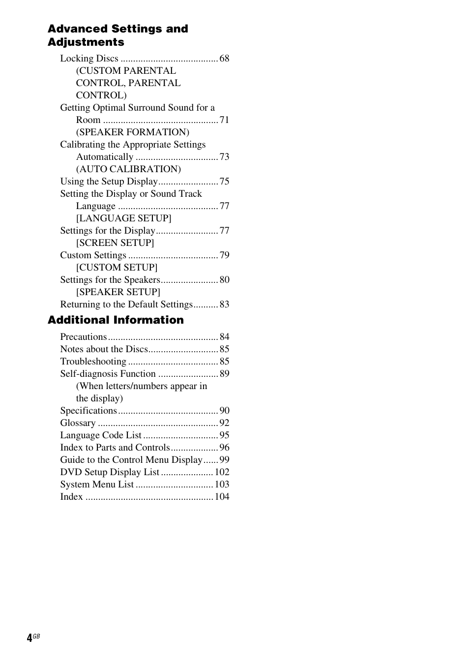 Sony DAV-DZ530 User Manual | Page 4 / 108