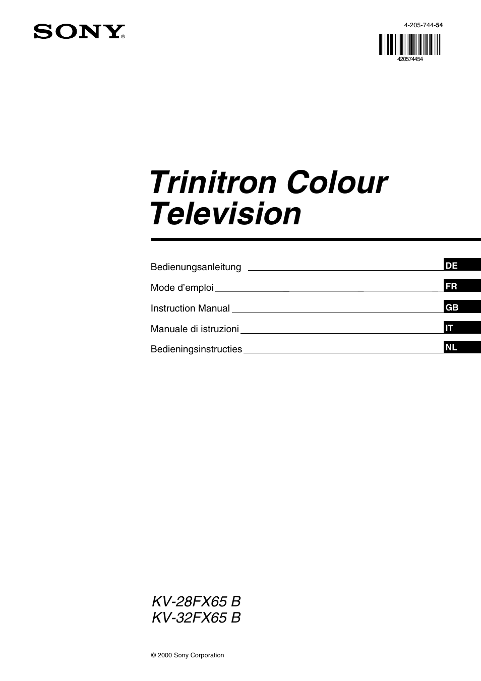 Sony FD Trinitron KV-32FX65 B User Manual | 140 pages