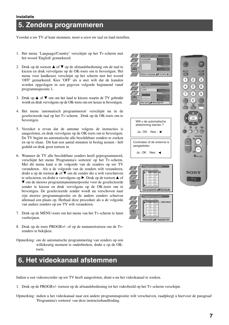 Zenders programmeren, Het videokanaal afstemmen | Sony FD Trinitron KV-32FX65 B User Manual | Page 117 / 140