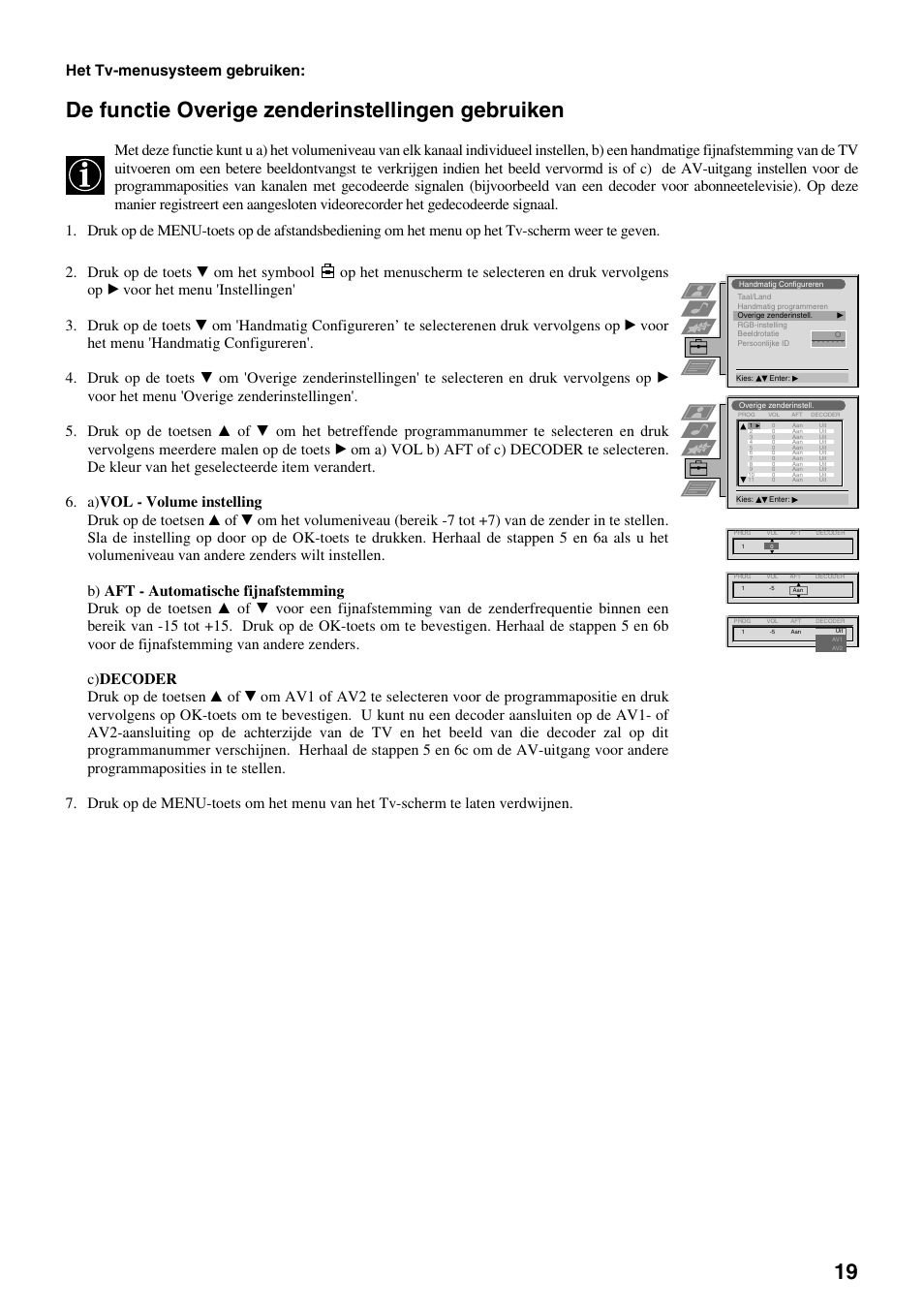 De functie overige zenderinstellingen gebruiken, Het tv-menusysteem gebruiken | Sony FD Trinitron KV-32FX65 B User Manual | Page 129 / 140