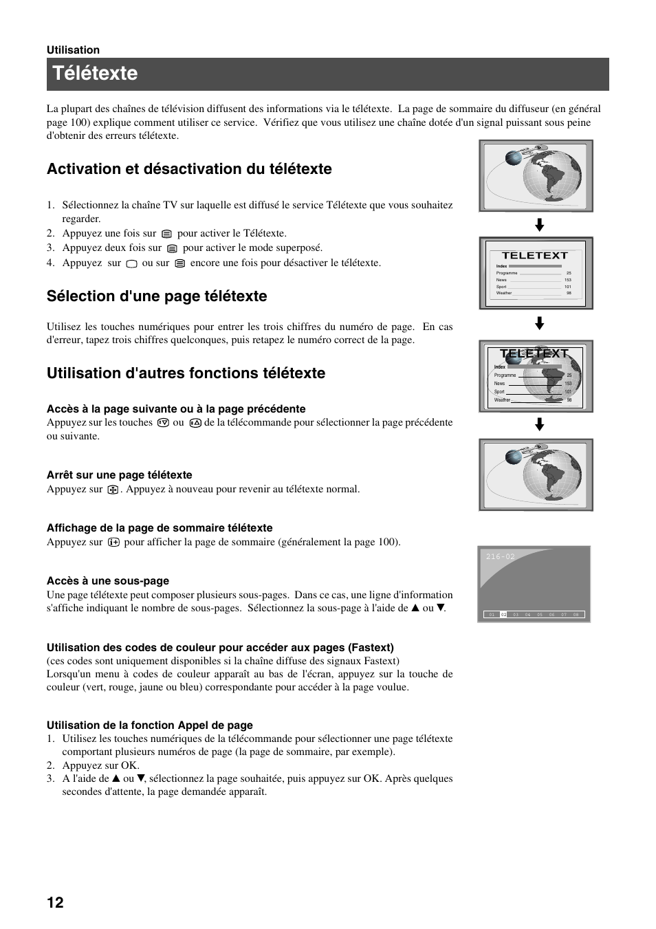 Télétexte, Activation et désactivation du télétexte, Sélection d'une page télétexte | Utilisation d'autres fonctions télétexte, Teletext | Sony FD Trinitron KV-32FX65 B User Manual | Page 40 / 140
