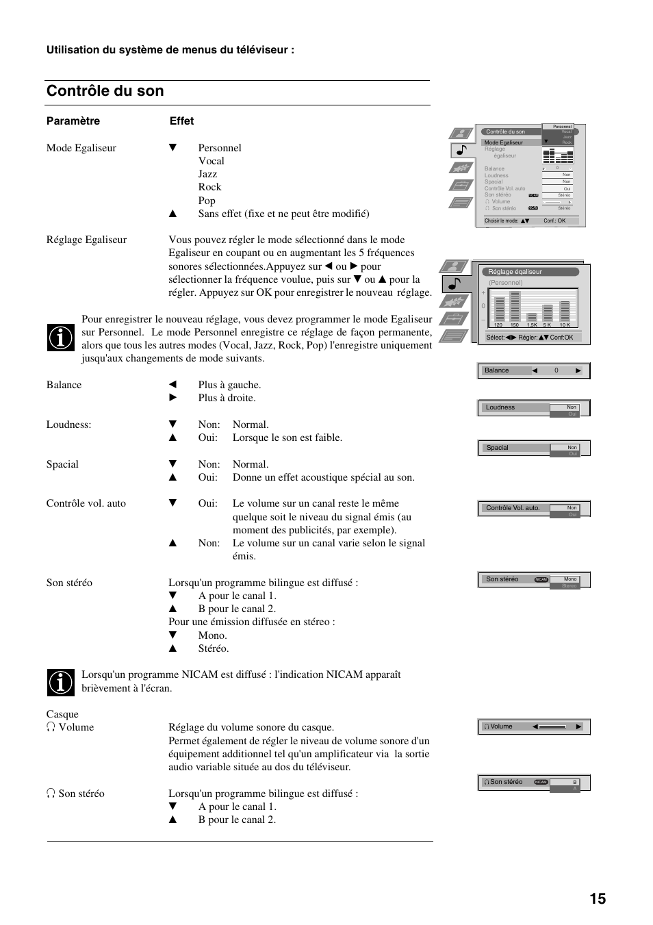 Contrôle du son | Sony FD Trinitron KV-32FX65 B User Manual | Page 43 / 140