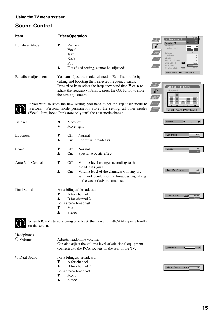 Sound control | Sony FD Trinitron KV-32FX65 B User Manual | Page 73 / 140