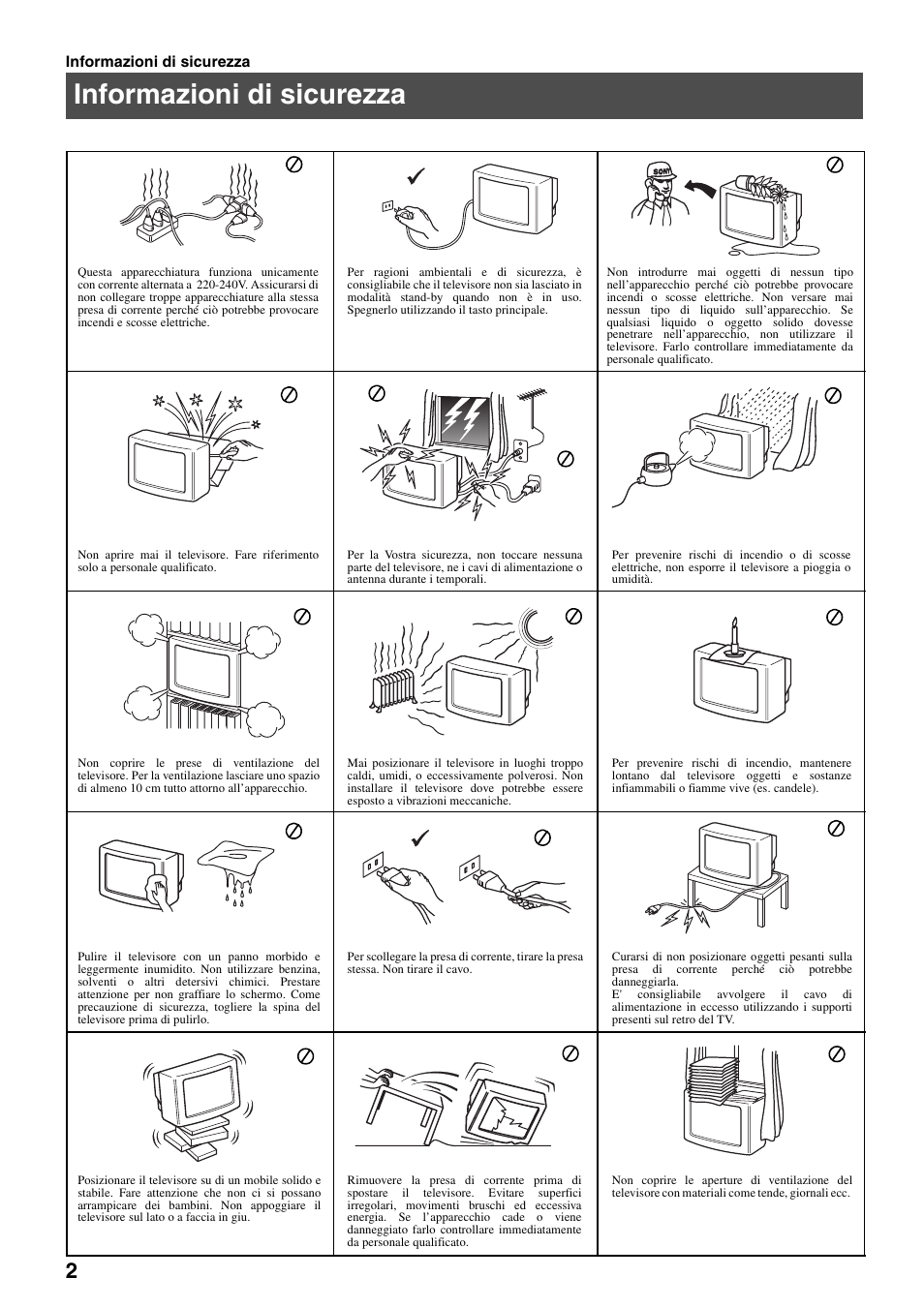 Informazioni di sicurezza | Sony FD Trinitron KV-32FX65 B User Manual | Page 86 / 140