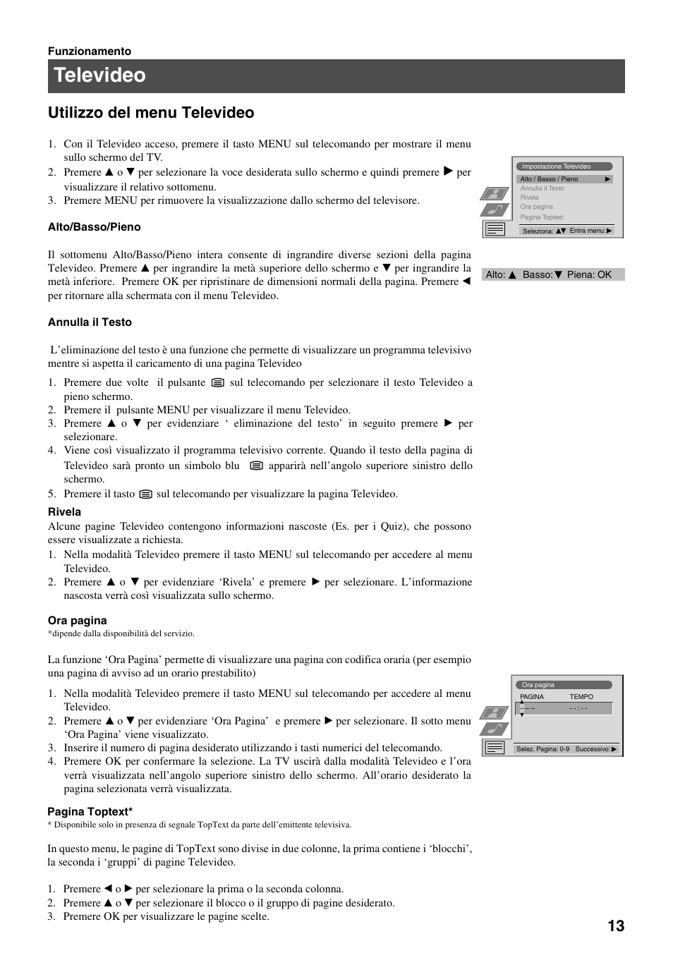 Televideo, Utilizzo del menu televideo | Sony FD Trinitron KV-32FX65 B User Manual | Page 97 / 140