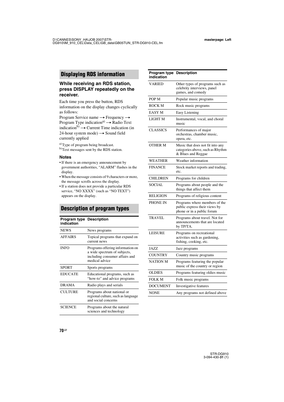 Sony STRDG910 User Manual | Page 70 / 96
