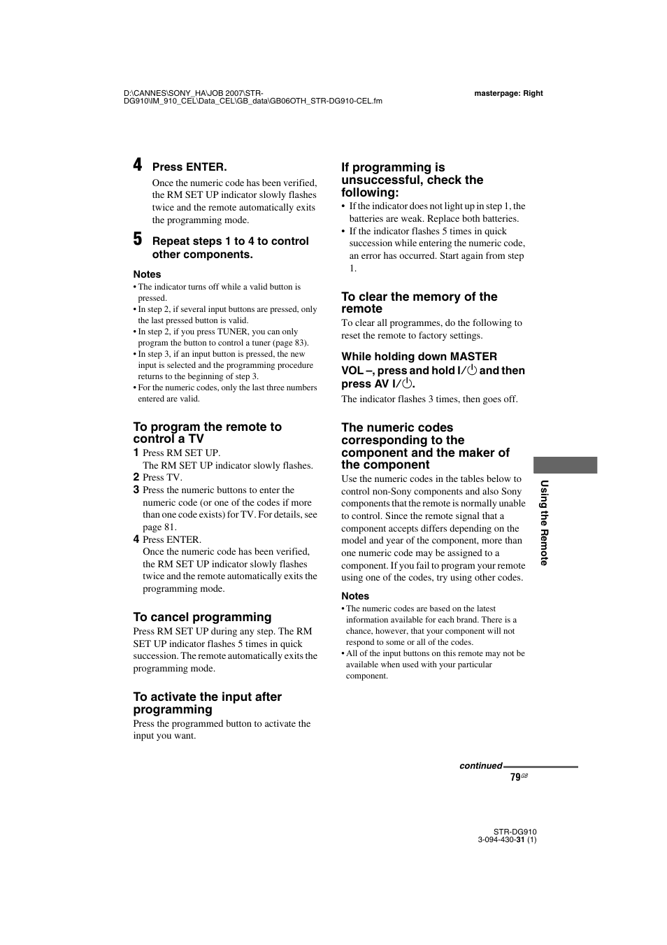 Sony STRDG910 User Manual | Page 79 / 96