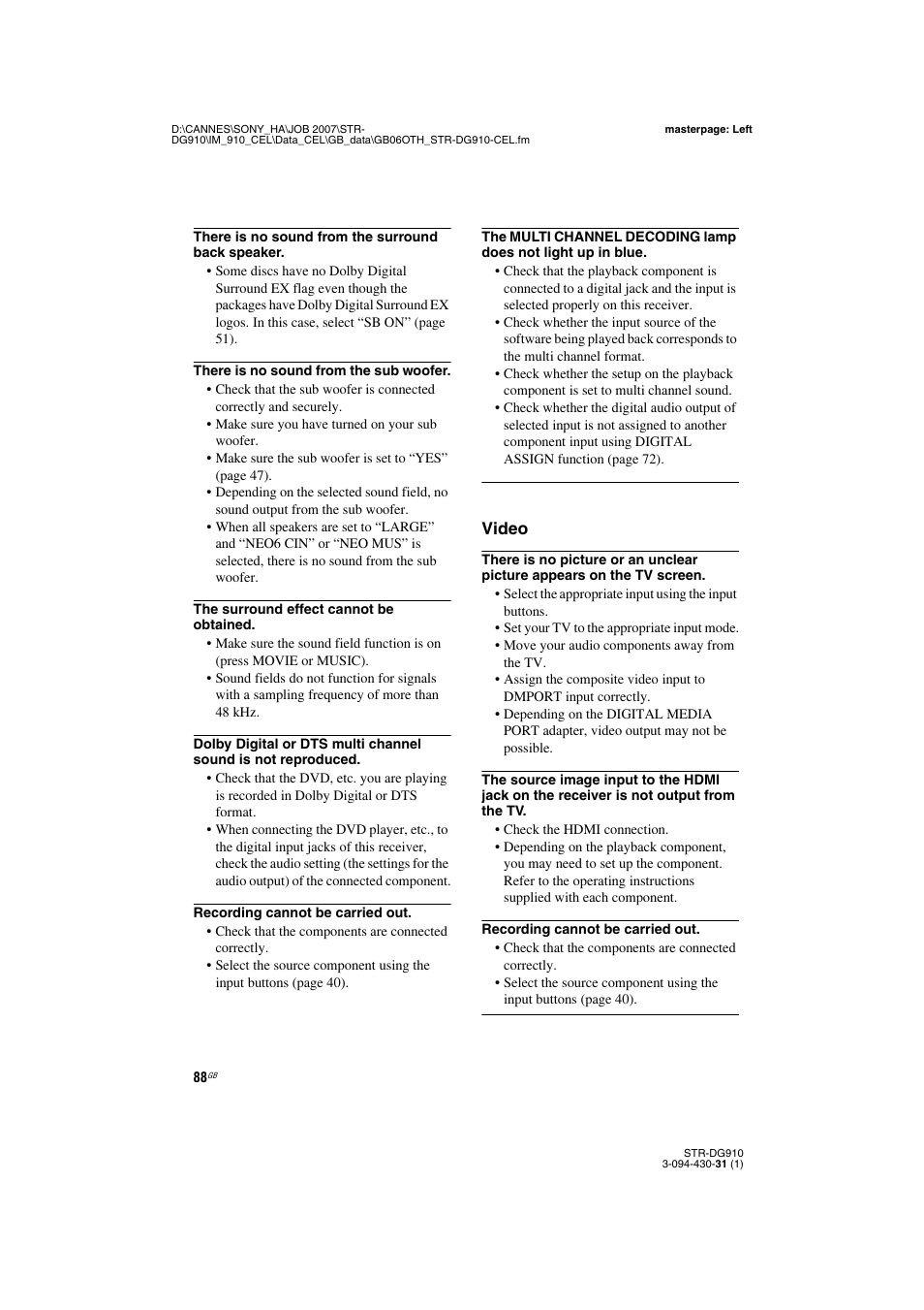 Sony STRDG910 User Manual | Page 88 / 96