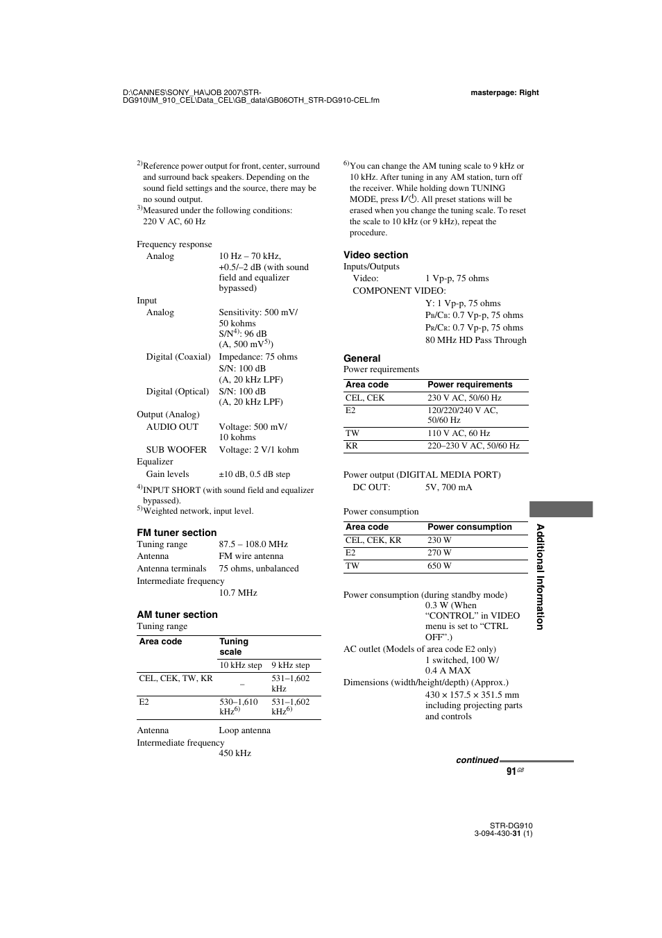Sony STRDG910 User Manual | Page 91 / 96