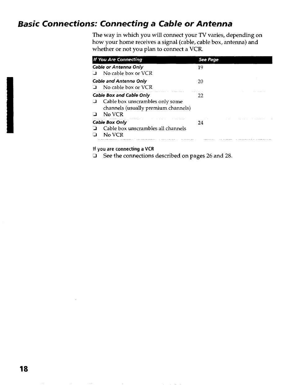 Basic connections: connecting a cable or antenna | Sony KP- 57WV600 User Manual | Page 19 / 100