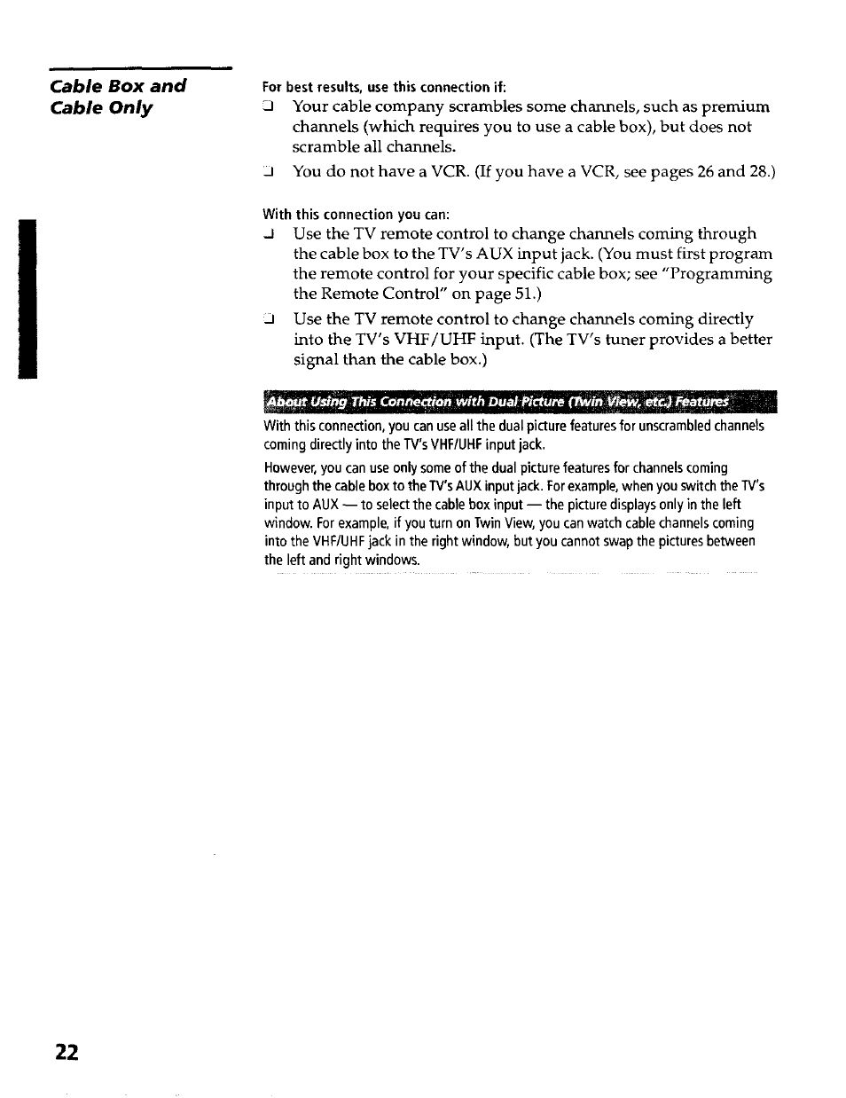 Cable box and cable only | Sony KP- 57WV600 User Manual | Page 23 / 100