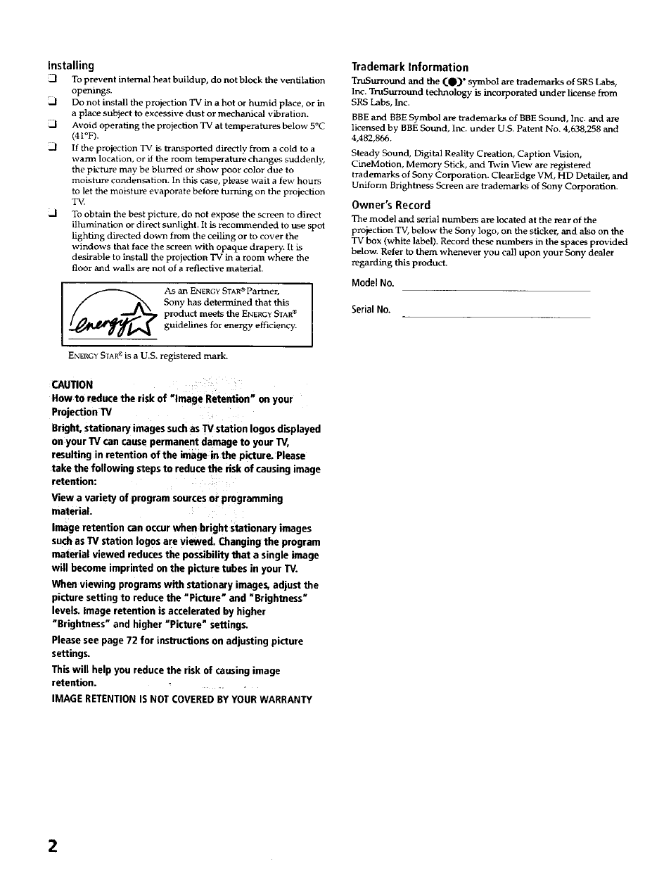 Sony KP- 57WV600 User Manual | Page 3 / 100