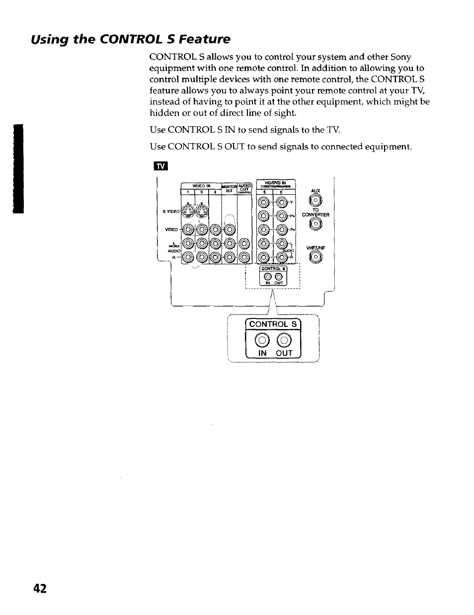 Using the control s feature | Sony KP- 57WV600 User Manual | Page 43 / 100