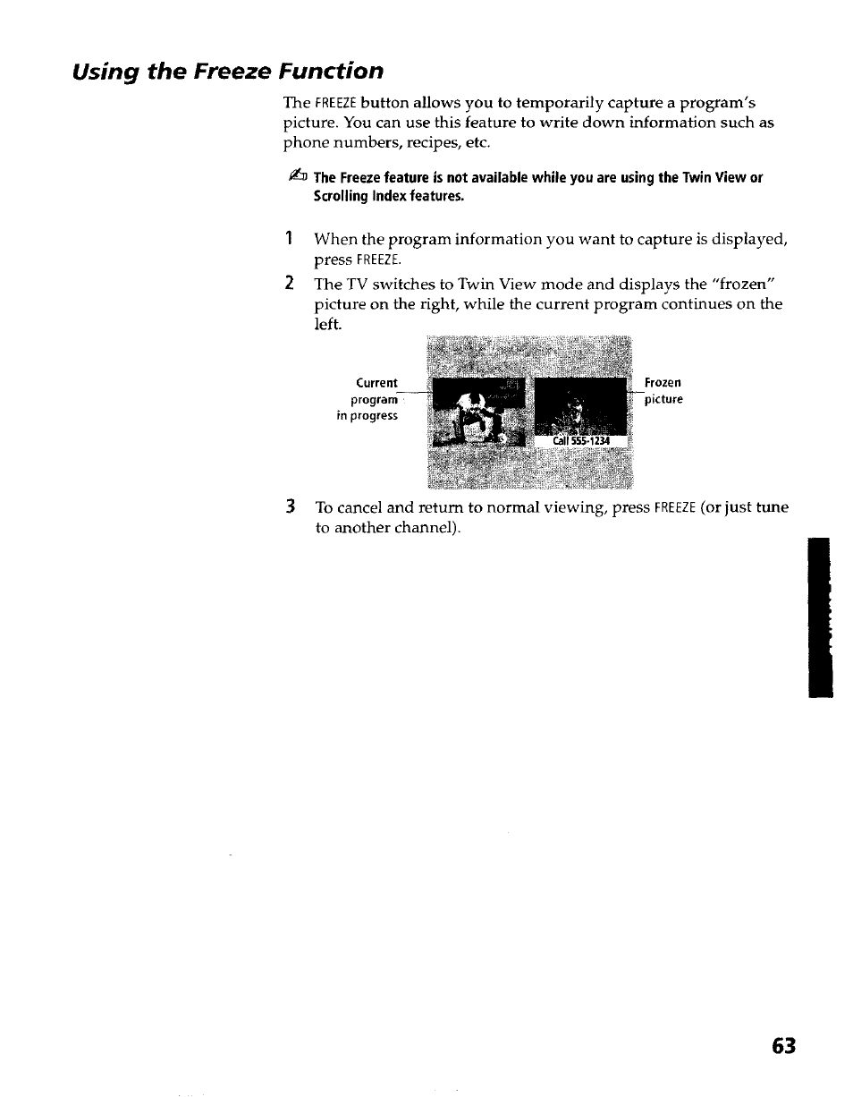 Using the freeze function | Sony KP- 57WV600 User Manual | Page 64 / 100