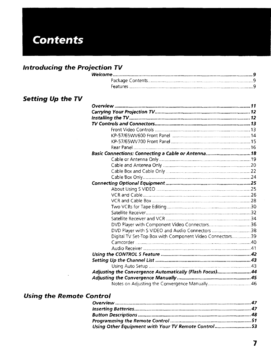 Sony KP- 57WV600 User Manual | Page 8 / 100