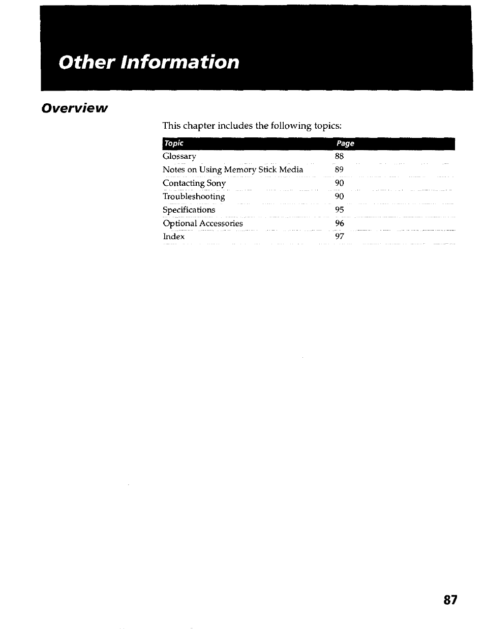 Other information, Overview | Sony KP- 57WV600 User Manual | Page 88 / 100