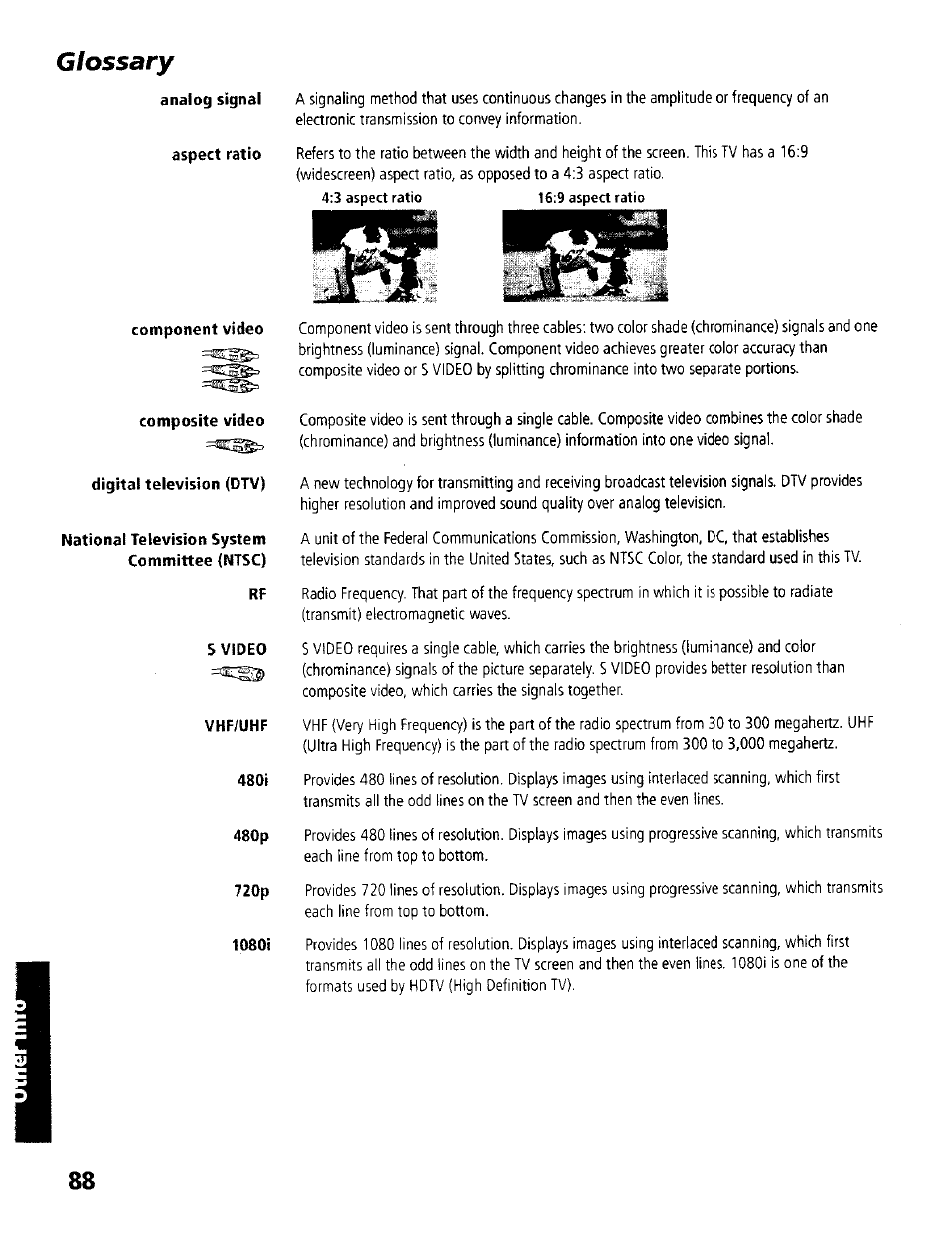 Glossary | Sony KP- 57WV600 User Manual | Page 89 / 100