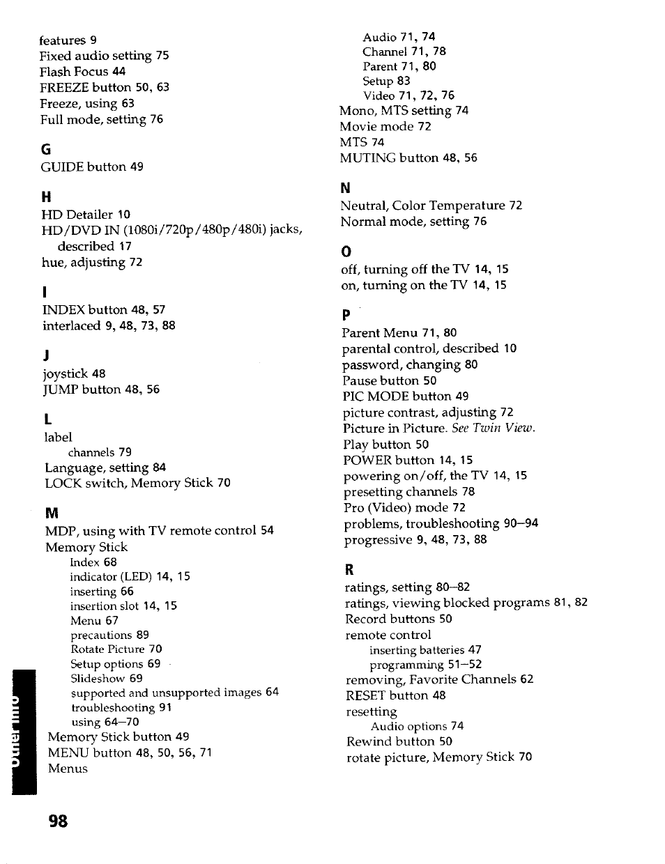 Sony KP- 57WV600 User Manual | Page 99 / 100