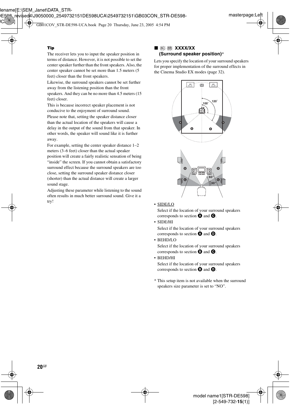 Sony STR-DE598 User Manual | Page 20 / 56