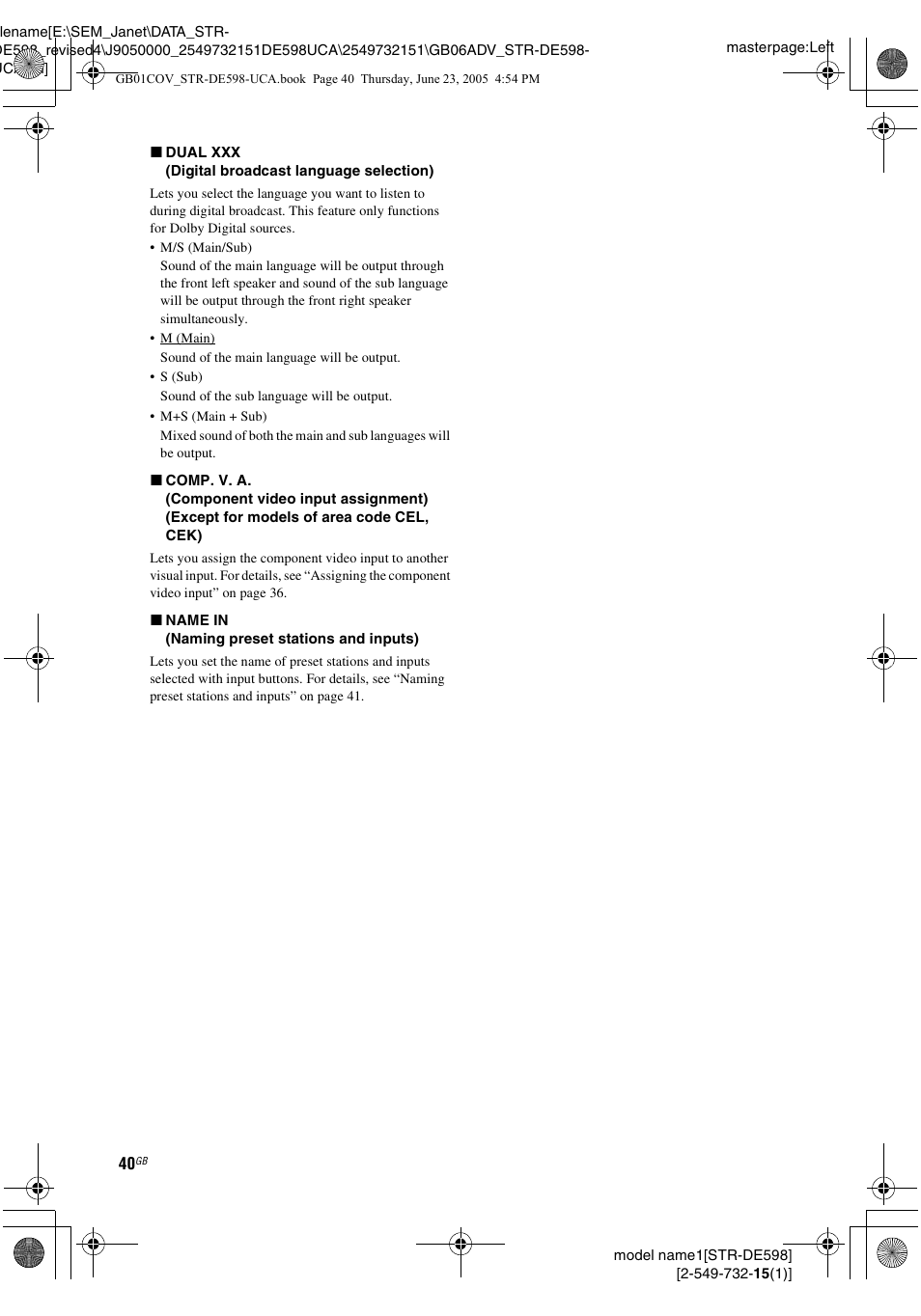 Sony STR-DE598 User Manual | Page 40 / 56