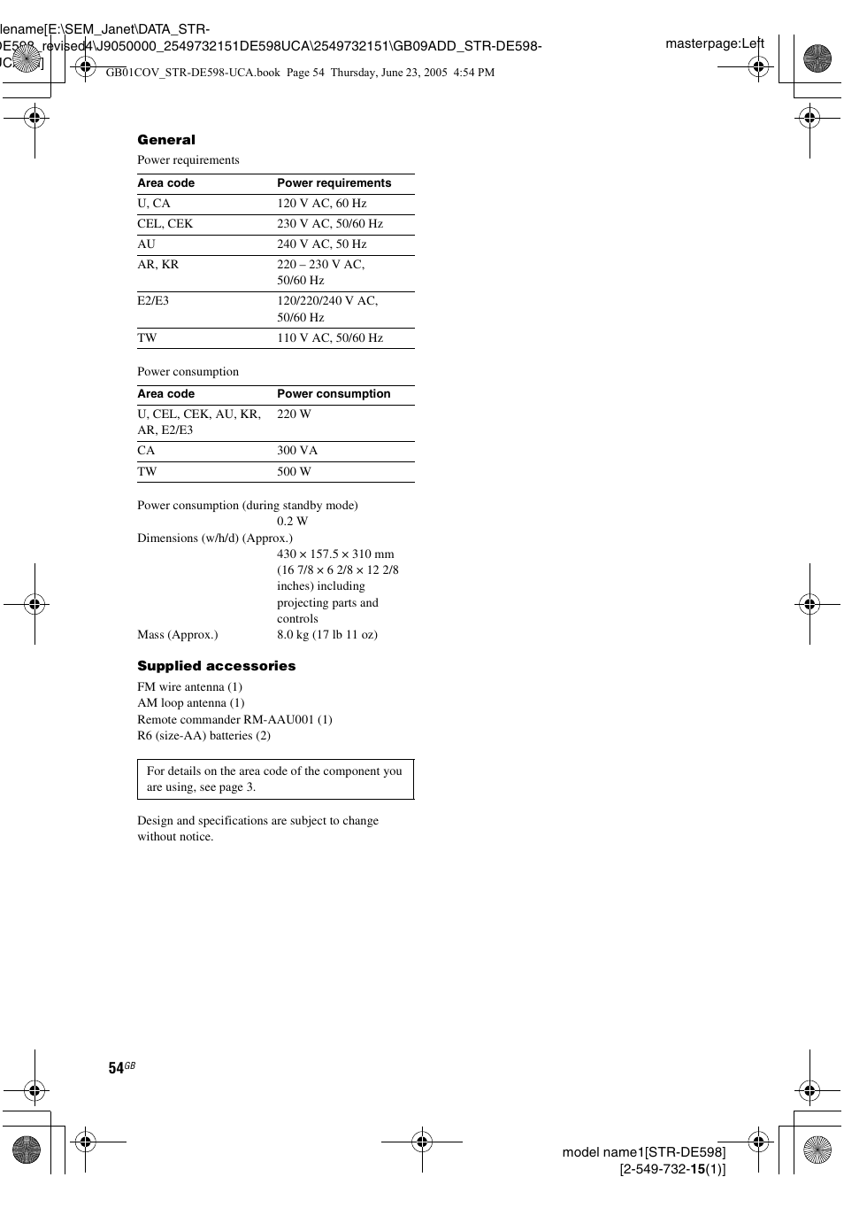 Sony STR-DE598 User Manual | Page 54 / 56