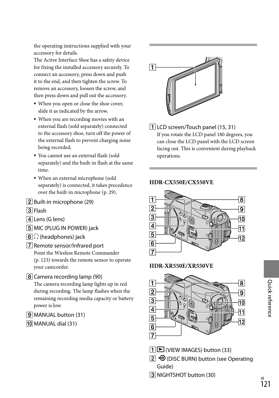 Sony XR550E User Manual | Page 121 / 127