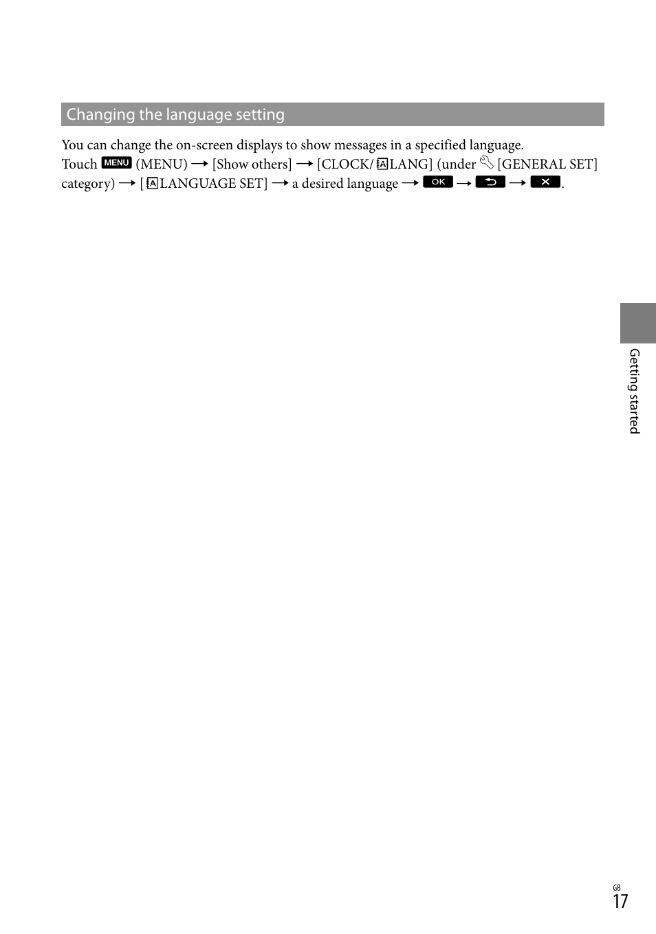 Changing the language setting | Sony XR550E User Manual | Page 17 / 127