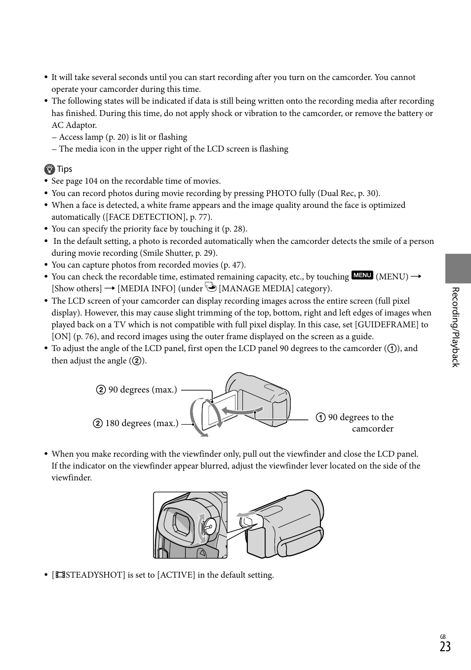 Sony XR550E User Manual | Page 23 / 127