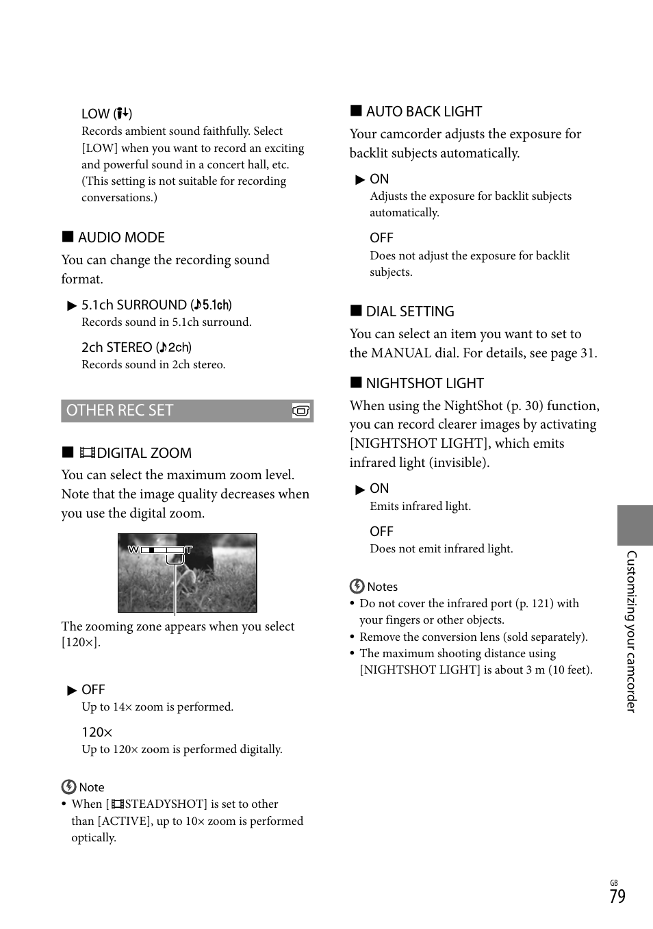 Other rec set | Sony XR550E User Manual | Page 79 / 127