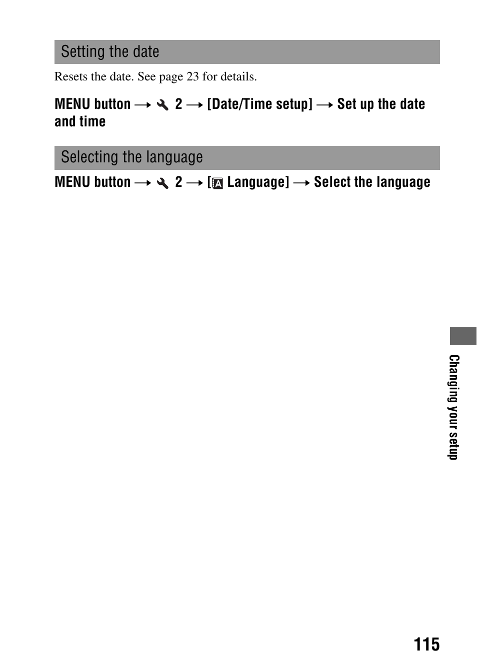 P (115), Language (115) | Sony Alpha 230 User Manual | Page 115 / 162