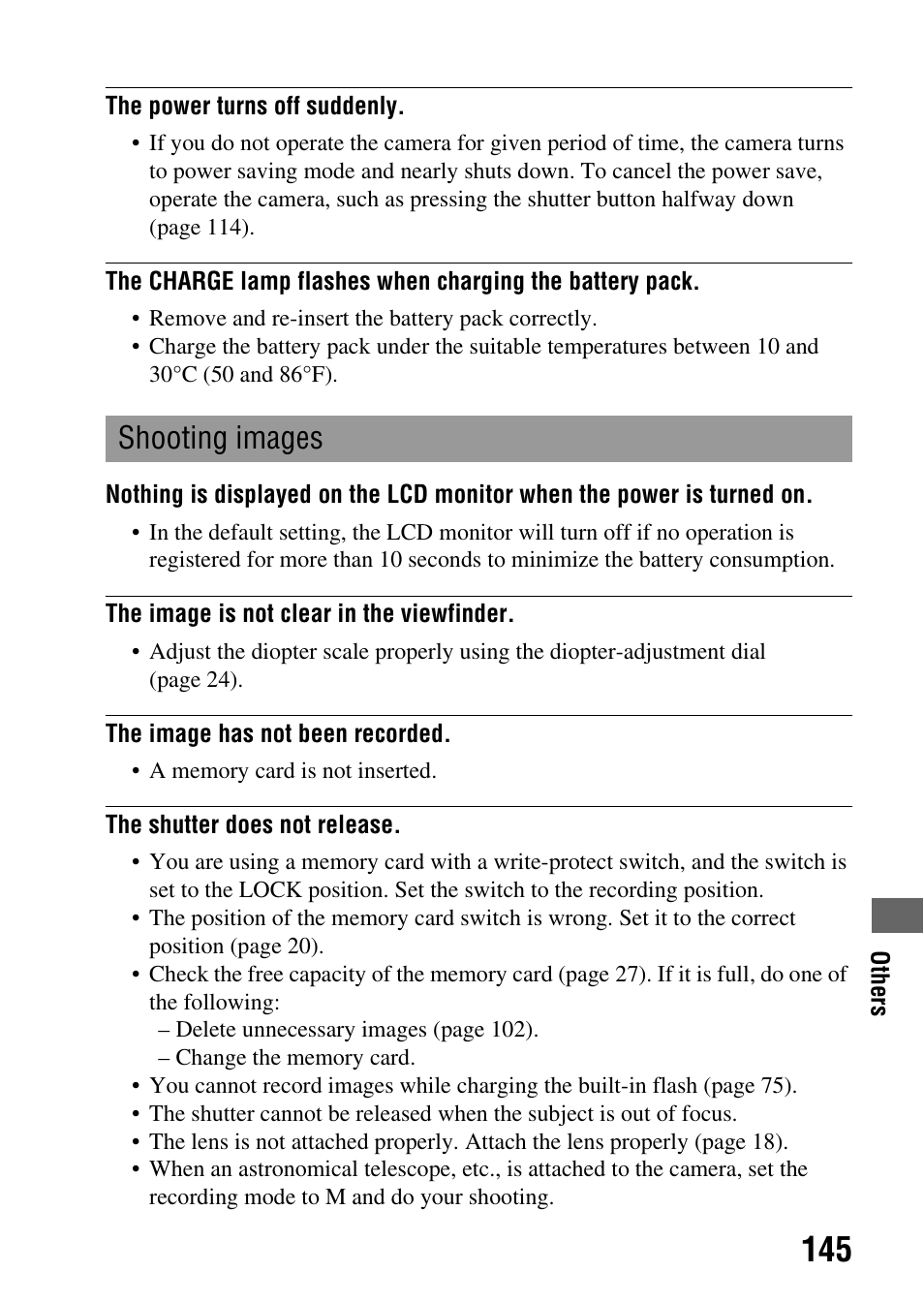 Shooting images | Sony Alpha 230 User Manual | Page 145 / 162