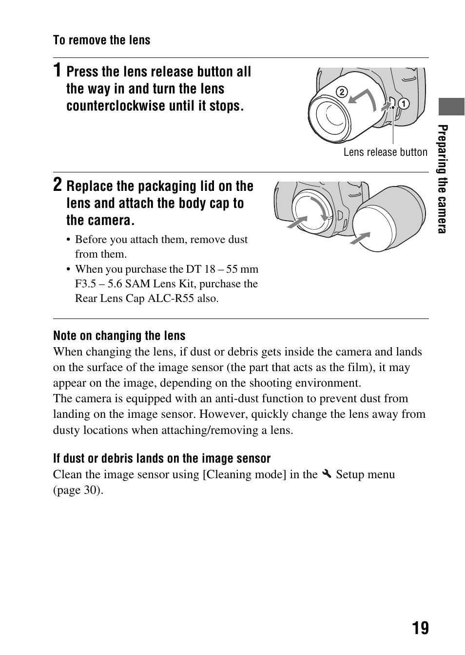 Sony Alpha 230 User Manual | Page 19 / 162