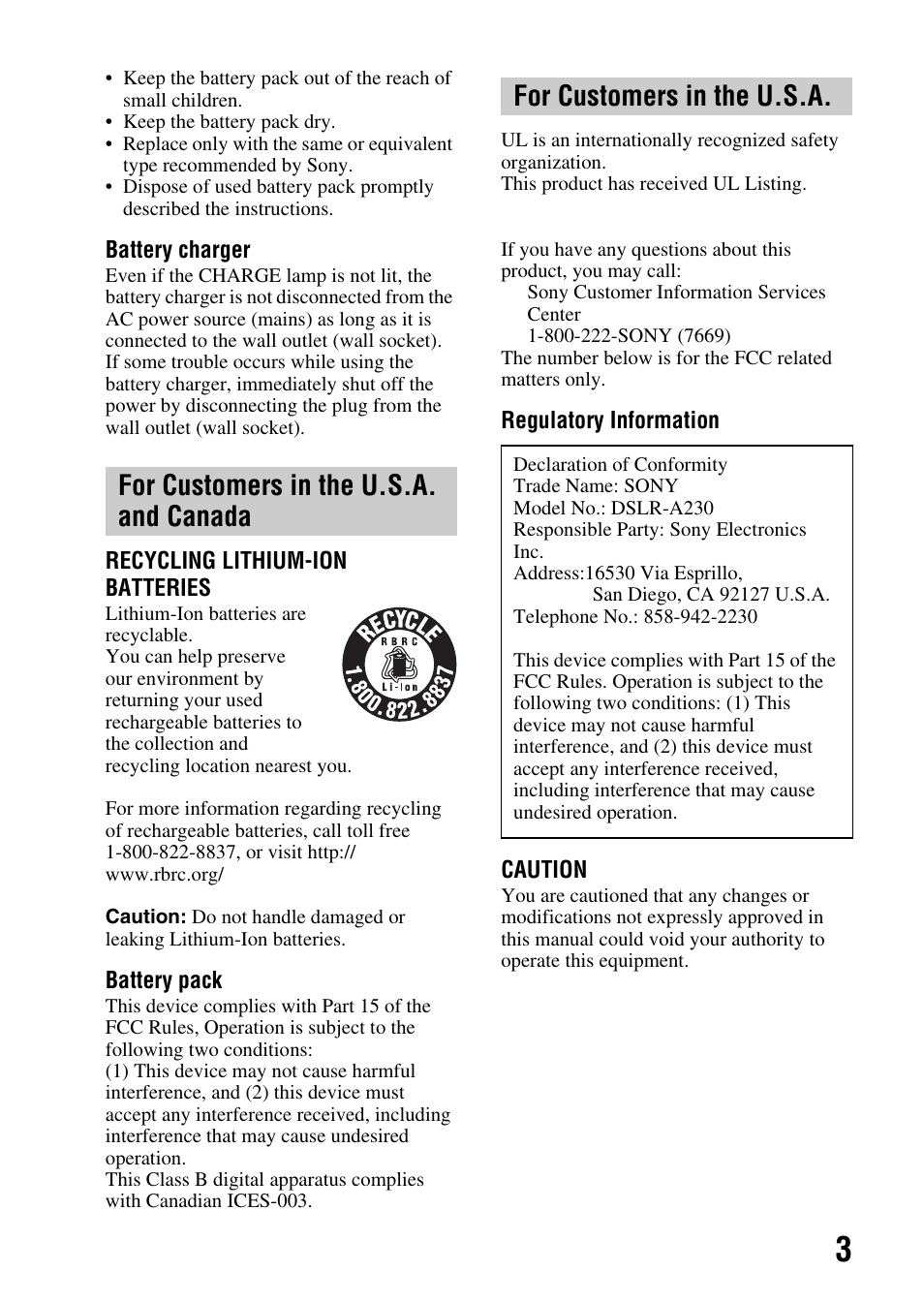 Sony Alpha 230 User Manual | Page 3 / 162