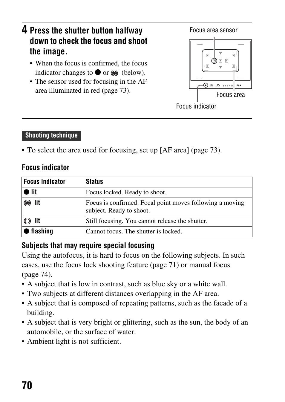 Sony Alpha 230 User Manual | Page 70 / 162