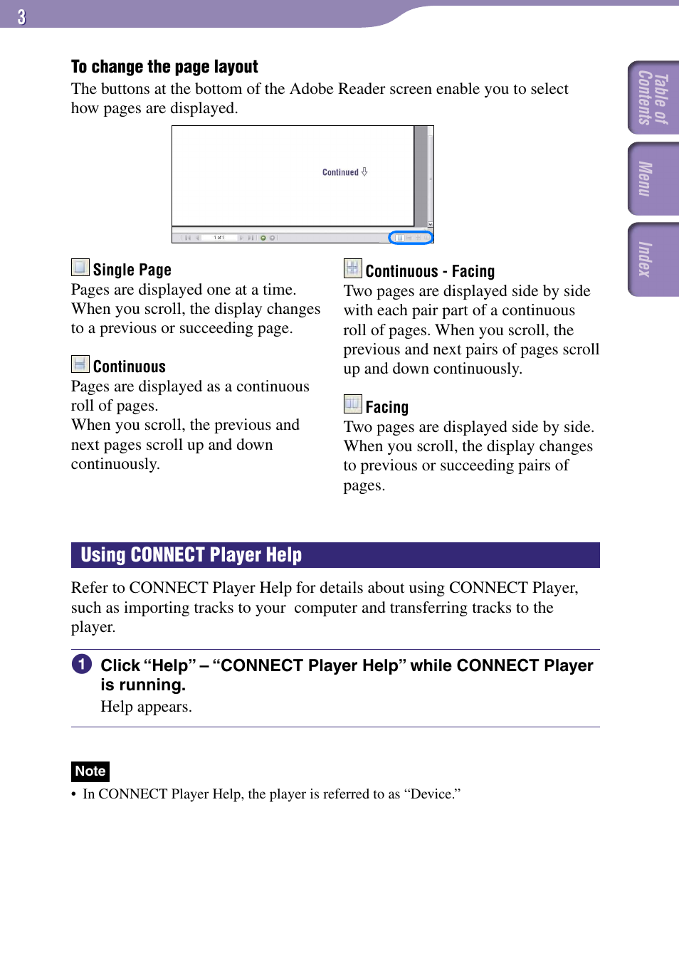 Using connect player help | Sony NW-A1000 Series User Manual | Page 3 / 94