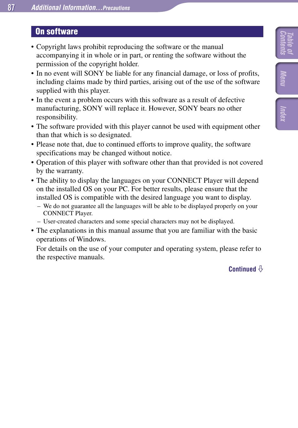 On software | Sony NW-A1000 Series User Manual | Page 87 / 94