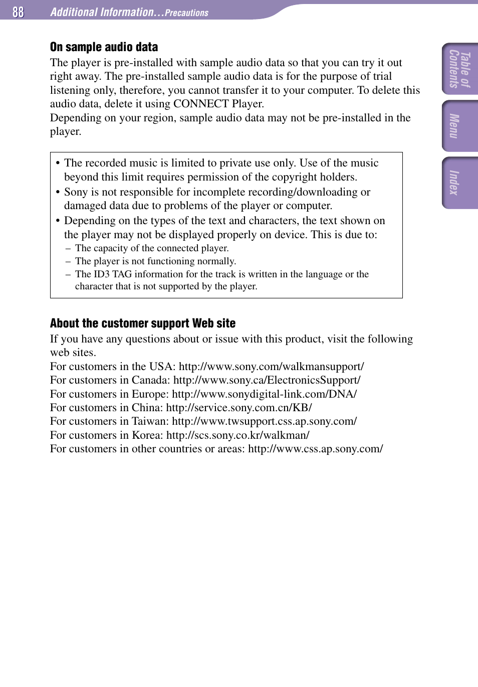 Sony NW-A1000 Series User Manual | Page 88 / 94