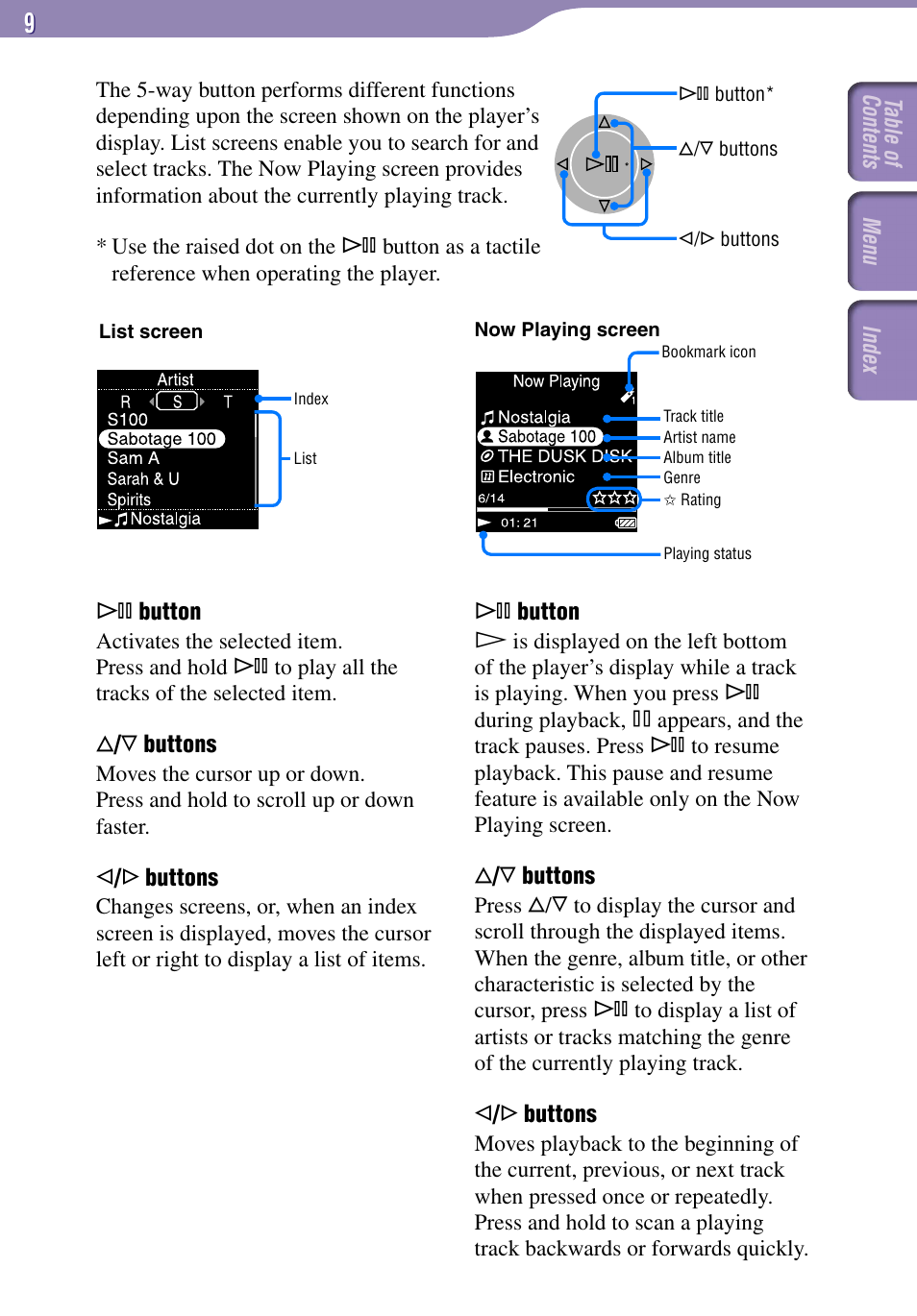 Sony NW-A1000 Series User Manual | Page 9 / 94