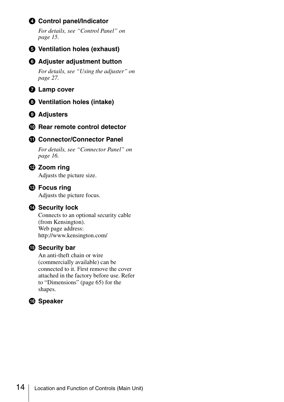 Sony Data Projector VPL-CX150 User Manual | Page 14 / 70